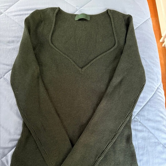 nuuds Tops - Nuuds Deep Green Ribbed Bodysuit